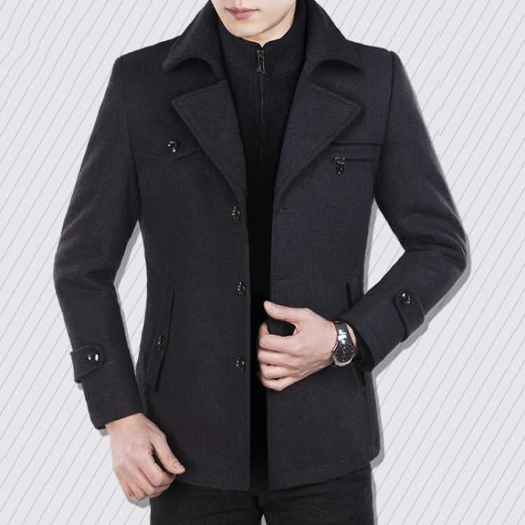 Men Winter Wool Coat Men's Jacket Simple Blends Woolen Coat Male Trench Coat Casual Overcoat