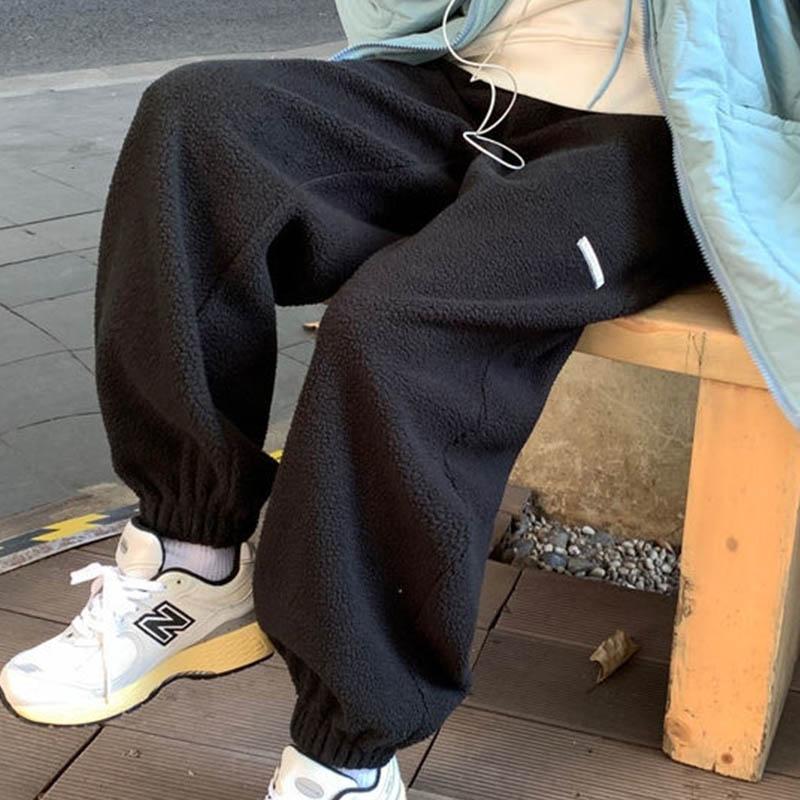 Lamb Velvet Homemade Warmth and Velvet Thickened Pants Women Winter Loose Straight Leggings Footwear Pants Slimming Casual Sports Pants