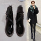 Fashion Heels Women Ankle Boots Autumn WinterGenuine Leather Party Chelsea Motorcycle Boots