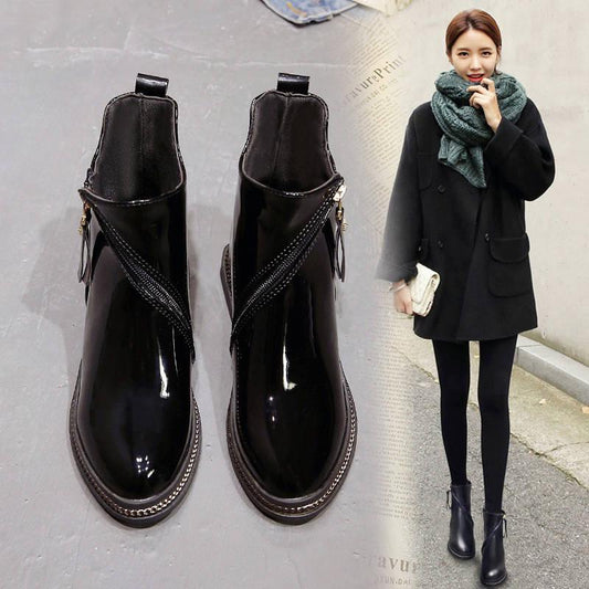 Fashion Heels Women Ankle Boots Autumn WinterGenuine Leather Party Chelsea Motorcycle Boots