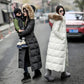 White Down Jacket Jurchen Fur Collar Thicken Long Over The Knee Korean Winter Wear Women's Waist