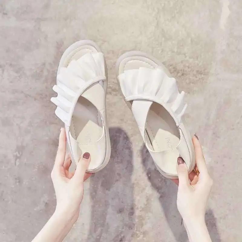 Sandals Women's Summer Jelly Transparent Soles Flat Two-wear Slippers Women's Non-slip Thick-soled Soft Lightweight Simple Sandals