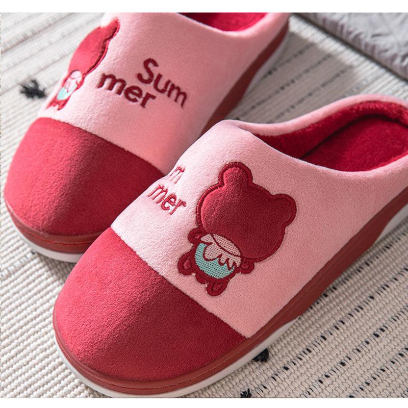 Winter Slippers Women Home Indoor Casual Plus Size Cotton Shoes Thick Fleece Warm Men Slippers Couples Slipper Blue Pink