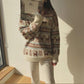 Autumn and Winter Retro Knitted Sweater Casual Round Neck Thick Coat Jacquard Loose Female Top