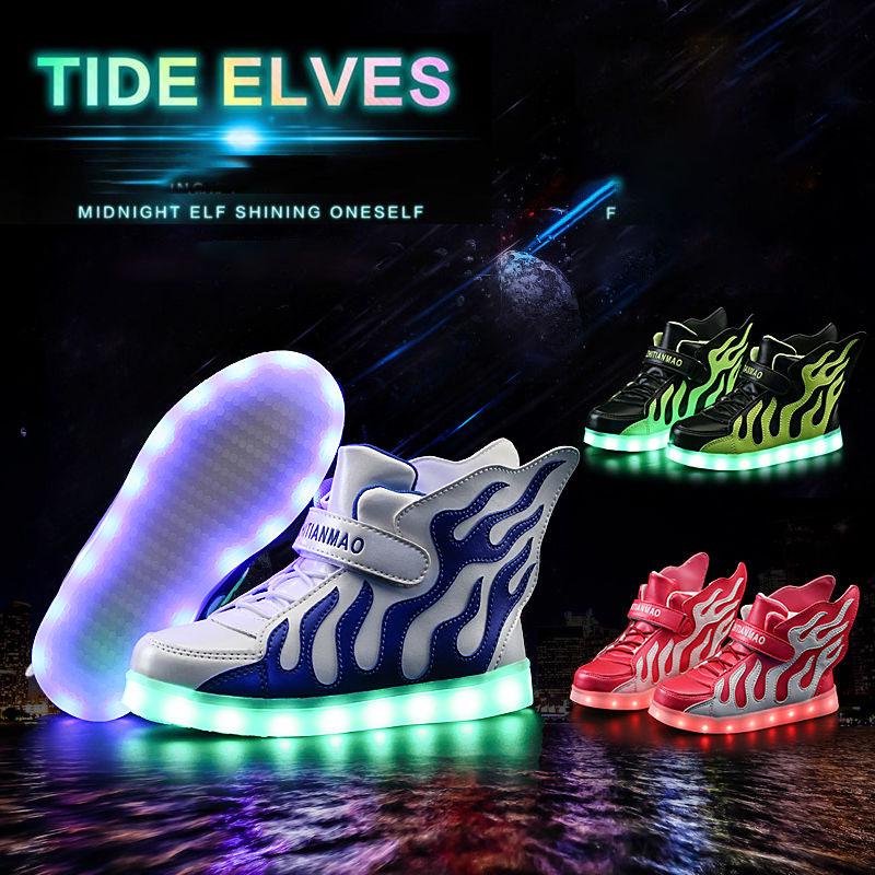 Children 'S Luminous Shoes Led Boys Girls Lights Usb Charging Boys And Girls Flash Shoes Sports Shoes High -Top Sports Shoes