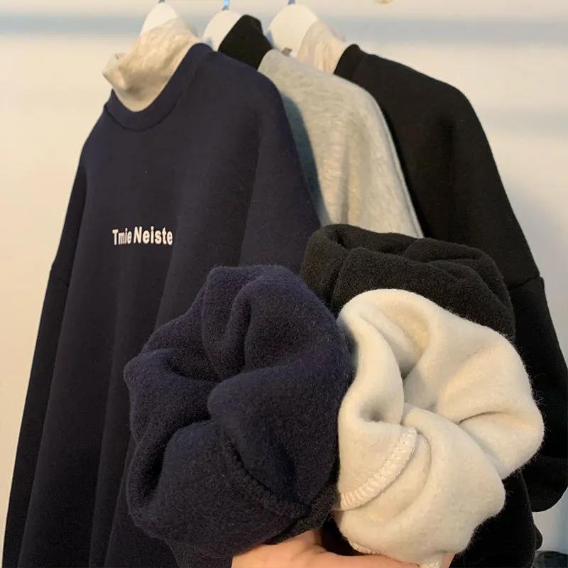 Plus Velvet Thick High-neck Sweater Men's Winter Loose All-match Bottoming Shirt