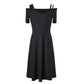 Sling Dress Women's V-neck Strapless Slim Slimming Waist Hepburn Style Black Dress Women's Strapless Elegant Black Dress