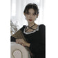 Fairy Party Dress Spring French Retro Small Black Dress Square Collar Lace Long Sleeve Elegant Female Dress