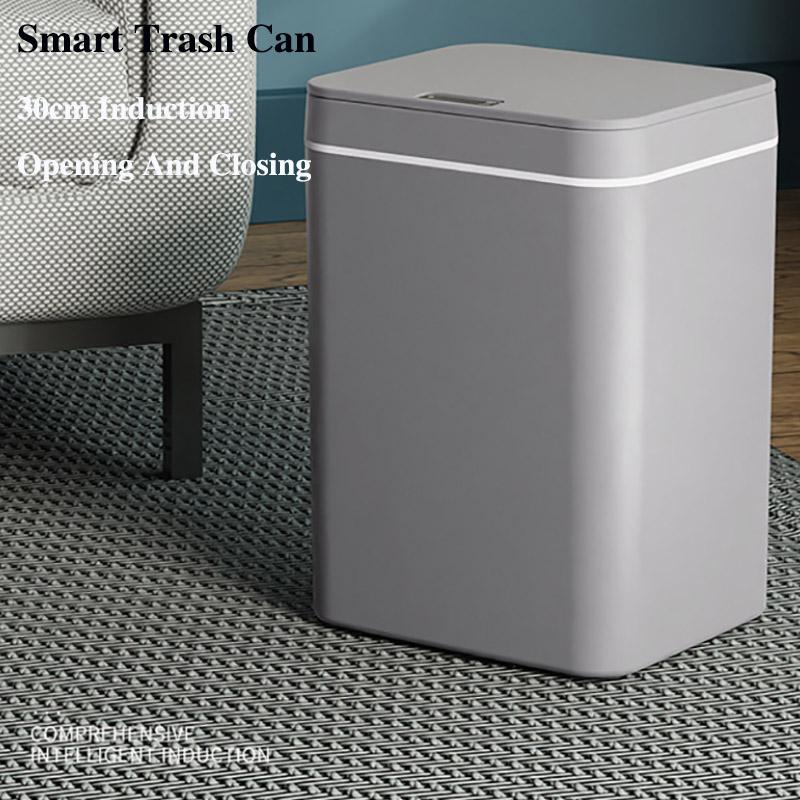 14 Liters Smart Sensor Trash Can Household with Lid Bathroom Kitchen Living Room Toilet Automatic Thickening Increase Trash Can