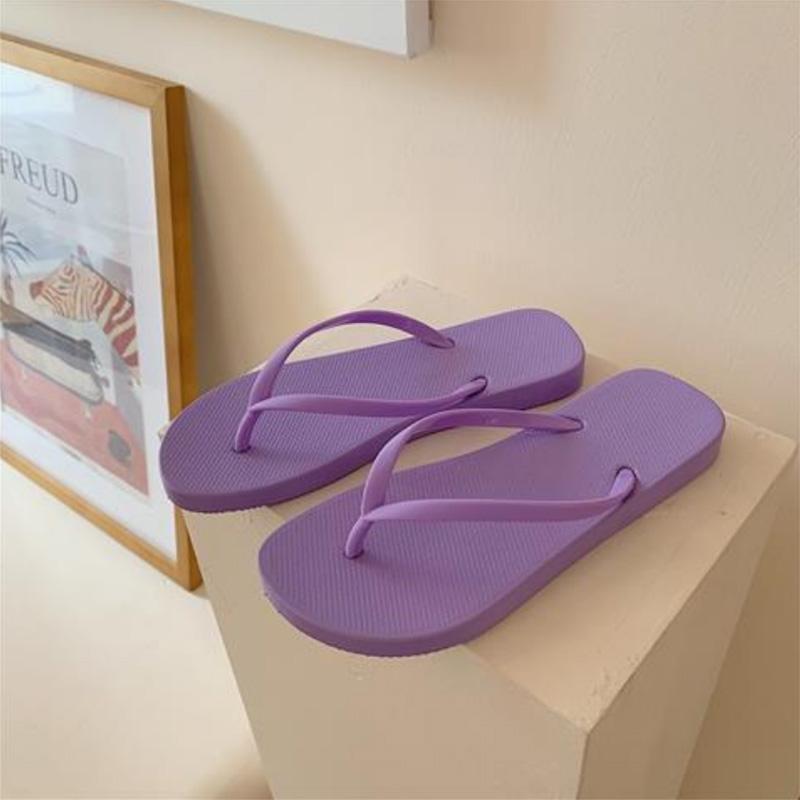 Solid Color Cute Cartoon Sandals Female Summer Couple Non-slip Outside Wear Ins Tide Beach Flip Flops Male