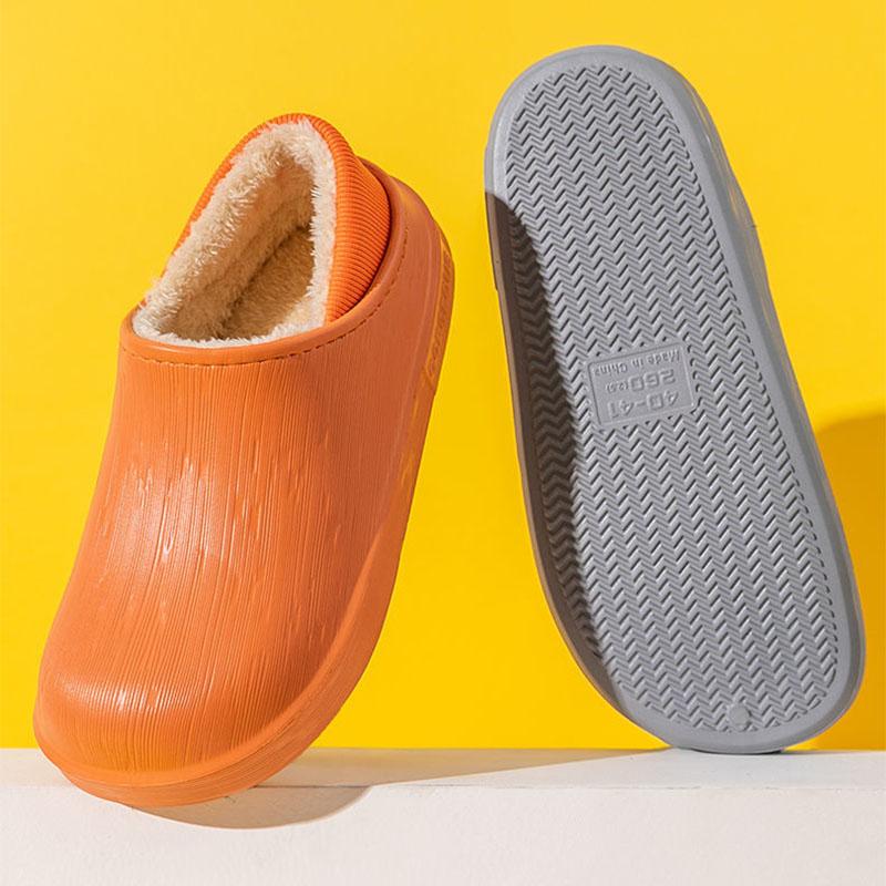 Waterproof Cotton Slippers for Women Winter Indoor and Outdoor Cute Plus Velvet Warm Shoes for Home Non-slip Wool Slippers