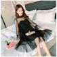 Women's wild mid-length dress long-sleeved mesh dress spring size plus size slim skirt