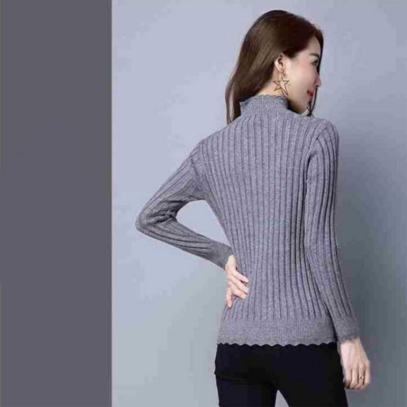Podilove velvet thick pullover slim long-sleeved half-high collar bottoming shirt women plus