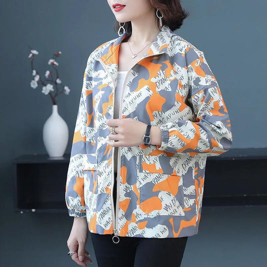 Women Windbreaker 2021 New Spring Autumn Short Coat Fashion Plus Size 3XL Stand-up Collar Ladies Jacket