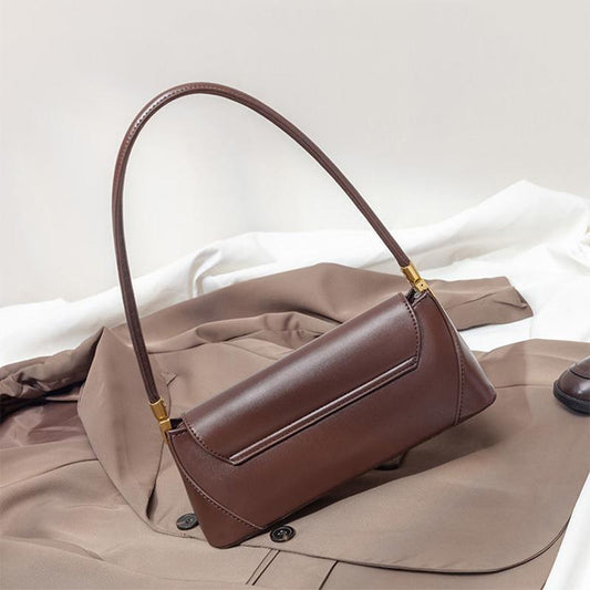 Baguette Bag Solid Color Pattern PU Leather Armpit Bag for Women Shoulder Handbags Lady Simple Hand Bag
