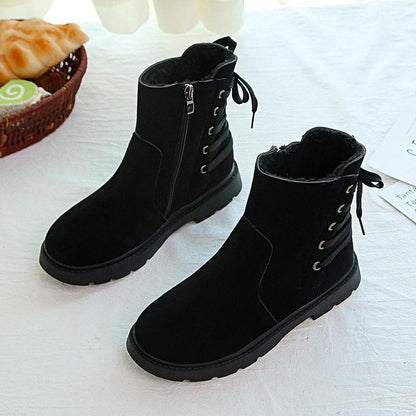 Martin Boots Female British Style Winter Student Wild Warm Short Boots Motorcycle Anti-skid Plus Velvet Snow Boots