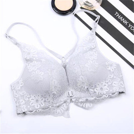 Ladies Push Up Lace Bra Ladies 3/4 Cup Bow Sexy No Wire Front Buckle Lace Beauty Back Lingerie Breathable One Piece