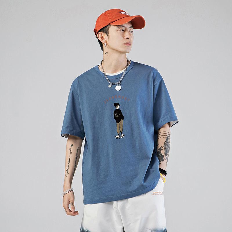 Loose All-match Cotton Casual Round Neck Cartoon Printed Sports T-shirt