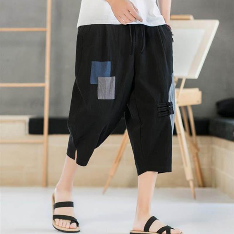 Men's Casual Shorts Loose Large Size Harem Pants Summer Thin Straight Pants Home Essential Breathable Comfortable Cropped Pants