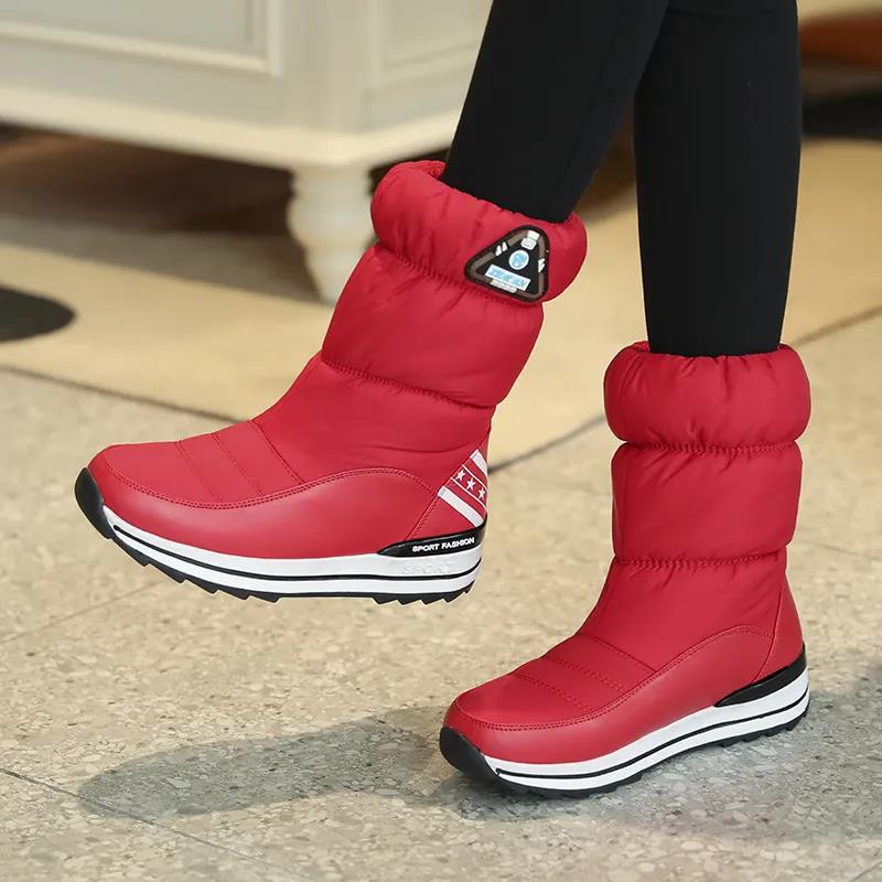 Ski Boots Women Winter Outdoor In The Tube Waterproof Non-slip Travel Snow Boots Plus Velvet Warm Plus Size Boots