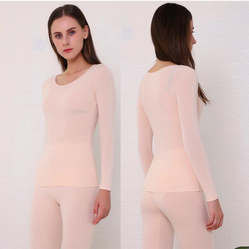 Women Long Sleeve Thermal Underwear Women Winter Thicken Tight Suit Sexy Pajamas Autumn Windproof Soft Lining High Elasticity Slim Breathable Wearable