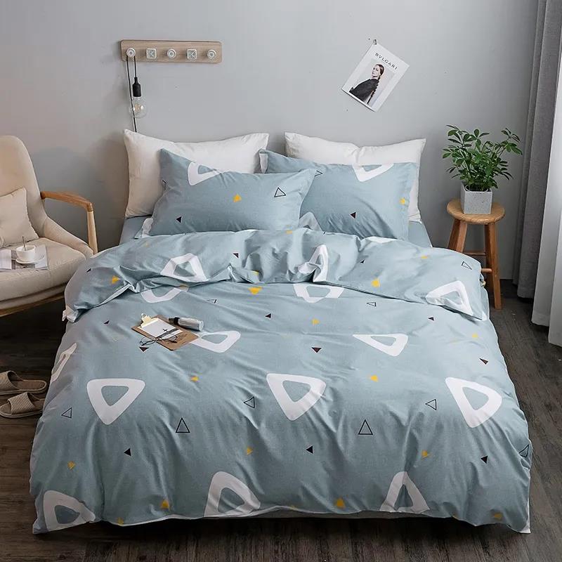 Korean Version of The Simple Four-piece Bed Sheet Quilt Cover Student Dormitory Single Bed Bedding Washable Quilt Cover Sheet 1.5m