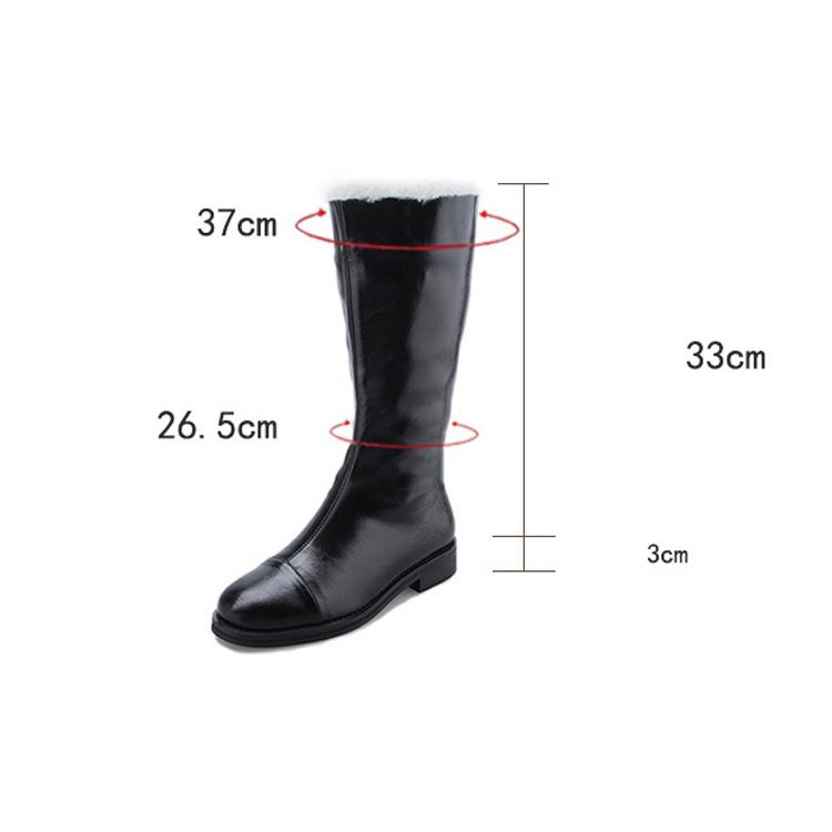 Thigh High Boots Women Winter Shoes Plush Warm Fur Boots Black Leather Snow Boots Fashion Goth Punk Flat Platform Shoes