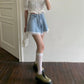 Sweet Denim Shorts for Women Wide Leg Cute Short Pants Summer High Waist Lace Edge Pants A-line Loose Jeans Pants High Waist Shorts Y2k Short Bottoms
