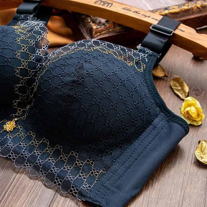 Sexy Lace Gathering No Steel Ring Side Breast Adjustment Beautiful Back Women's Underwear Bra