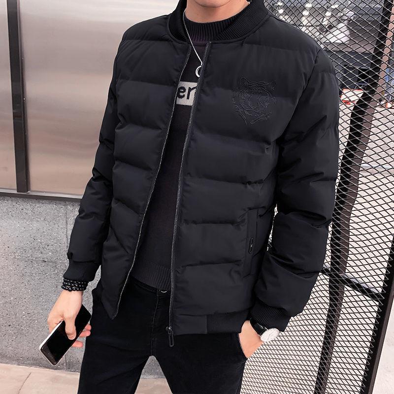 Cotton Jacket Men's Winter Cotton Clothes Young and Middle-aged Men's Winter Clothes Short Padded Jacket Winter Thick Men's Embroidery Tiger