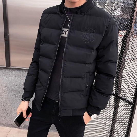 Cotton Jacket Men's Winter Cotton Clothes Young and Middle-aged Men's Winter Clothes Short Padded Jacket Winter Thick Men's Embroidery Tiger
