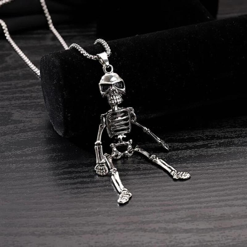Black Skeleton Skeleton Men's Pendant Long Sweater Chain Couple Necklace Hip Hop Female Long Necklace Alien Personality Necklace Chain Necklaces