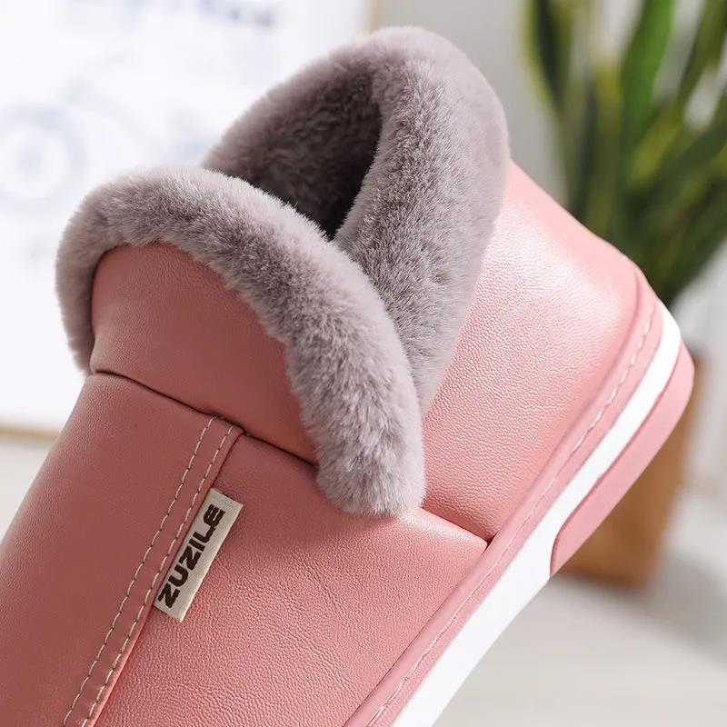 Waterproof Cotton Drag Winter Warmth PU Waterproof Non-slip Indoor Home Bag with Cotton Shoes To Keep Warm Soft and Comfortable