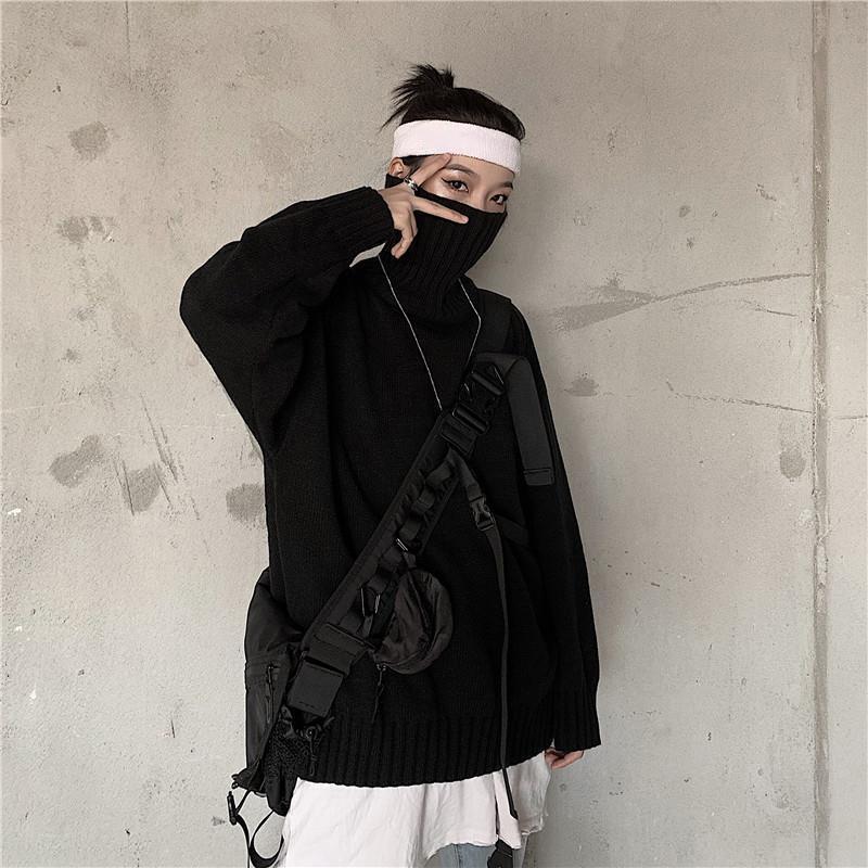 Winter Turtleneck Sweaters for Women Plus Size Loose Black High Neck Pullover Sweater Oversized Fashion Streetwear Harajuku Sweater Knitted Jumper