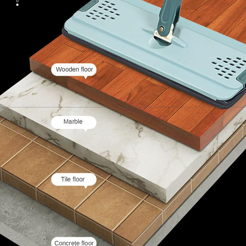 Thickened Hand-washing Mop Lazy Mopping Artifact Household Scraper Dry and Wet Separation Flat Mop with One Mop