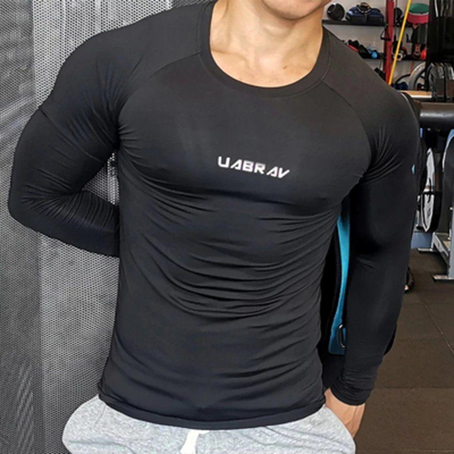 Men's Fitness Wear Long-sleeved Breathable High-elastic Muscle Tights Warm Inner Top