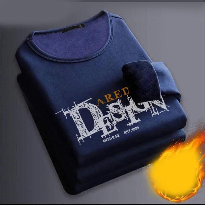 Winter Non-fleece Men's Plus Velvet T-shirt Thickened Round Neck Sweater Long-sleeved Bottoming Shirt Warm Sweater