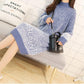 Women's High Neck Pullover Sweater Thick Loose Mid-length Mohair Sweater Bottoming /outwear Sweater Dress