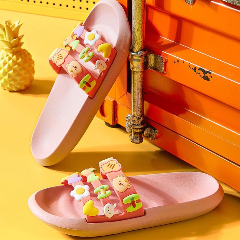 Slippers Women Summer Outdoor Wear Cartoon Fashion Versatile Household Non-slip Deodorant Soft Bottom Couple Sandals and Slippers