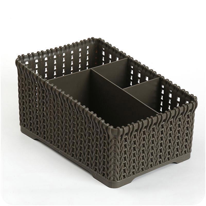 Desktop Storage Basket Imitation Rattan Cosmetic Storage Box Home Office Multi-function Remote Control Clutter Sorting