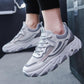 Men Dad Sneakers Platform Leather Mesh Sports Sneakers Lace Up Thick Bottom Trainers Shoes Boys Casual Sneakers Men
