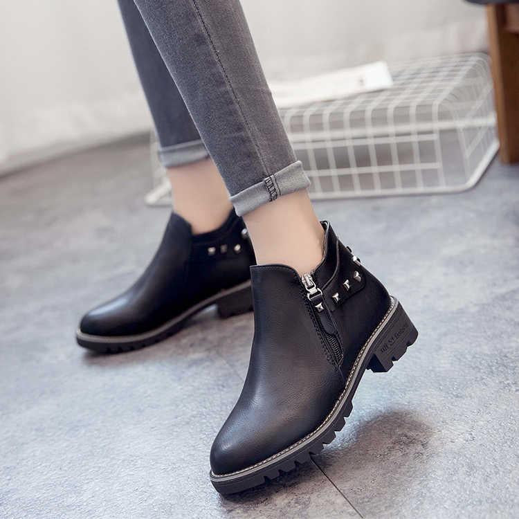 Leather Simple Vintage Winter High Boots Women Footwear Shoes Woman Chelsea Boots Women
