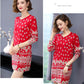 Floral Print Sweater Dress Women Autumn Winter  Knitted Pullover O-Neck Long Sleeve Long Knit Dress