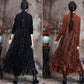 Autumn and Winter Bottoming Skirt Mid-length Retro Ethnic Embroidery Knitted Sweater Dress Long-sleeved Half-high Collar Lace Skirt
