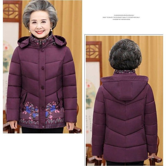 Middle-aged and Elderly Women's Padded Jacket Thickened Mother's Padded Jacket Short Section of The Elderly Winter Women