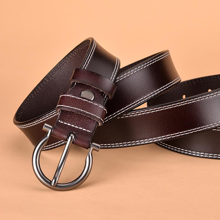 Waist Belt Women Leather Belt Solid Color Pin Buckle Waist Belt