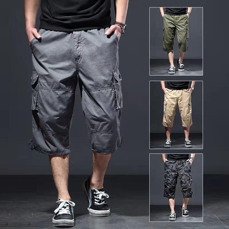 Summer Loose Overalls Men's Sports Shorts Plus Fat Plus Size Casual 7-point Pants Overalls