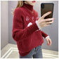 Chenille Lace Pullover Sweater Ladies Large Size Loose Half Turtleneck Sweater Solid Color Bottoming Knit Sweater