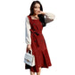 Large Size Dress Spring Dress Waist Waist Was Thin  Fake Two Pieces of Western Style Age-reducing French Retro Long Skirt