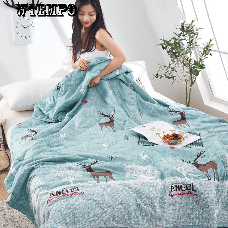 WTEMPO Comfortable Summer Cool Quilt Fashion Cartoon Print  Dormitory Quilt Air Conditioning Was